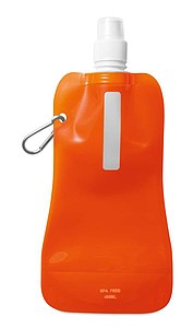 Foldable water bottle, transparent orange