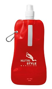 Foldable water bottle, transparent red
