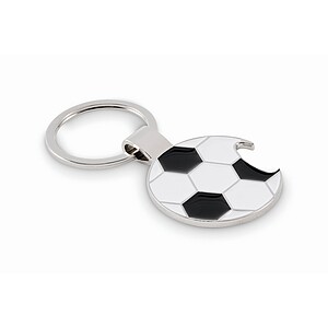 Football keyring with opener, white/black