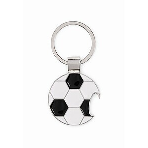 Football keyring with opener, white/black