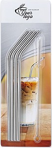 Four stainless steel straws