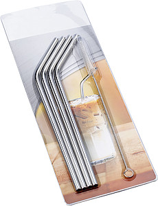 Four stainless steel straws