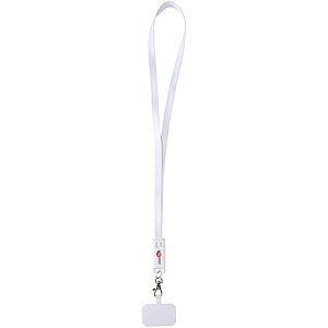 Franz recycled plastic smartphone lanyard with built-in data sync and 65W fast charge 5-in-1 cable, white