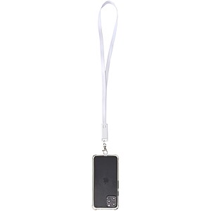 Franz recycled plastic smartphone lanyard with built-in data sync and 65W fast charge 5-in-1 cable, white