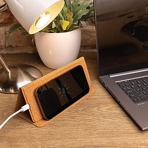 FSC® 10W wireless charging cork mousepad and stand