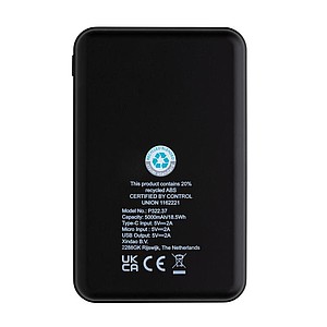 FSC® and RCS recycled plastic 5.000 mAh Powerbank