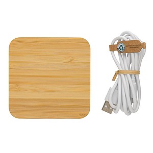 FSC® bamboo 10W wireless charger with USB