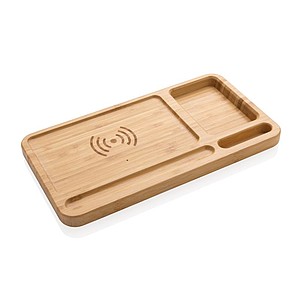 FSC® Bamboo desk organiser 10W wireless charger