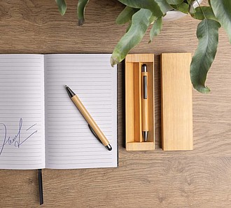FSC® bamboo modern pen set in box