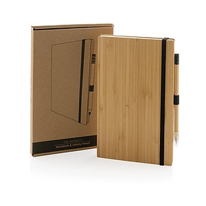 FSC® bamboo notebook and infinity pencil set