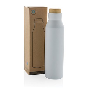 Gaia RCS certified recycled stainless steel vacuum bottle, white
