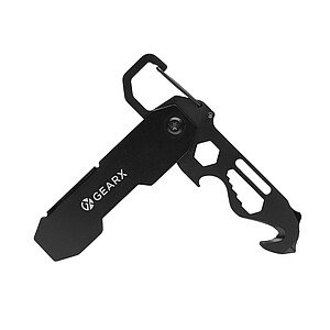 Gear X foldable EDC tool with carabiner and parcel cutter, black