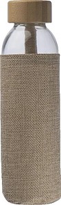 Glass Bottle with Bamboo Lid and Jute Cover