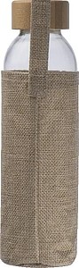 Glass Bottle with Bamboo Lid and Jute Cover