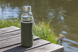 Glass bottle with neoprene sleeve
