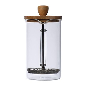Glass coffee or tea maker with a bamboo lid