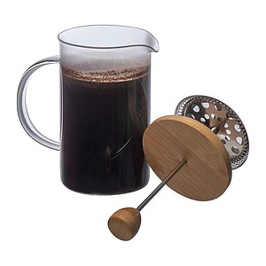 Glass coffee or tea maker with a bamboo lid
