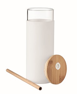 Glass tumbler 450ml bamboo lid