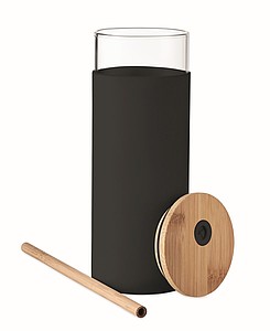 Glass tumbler 450ml bamboo lid
