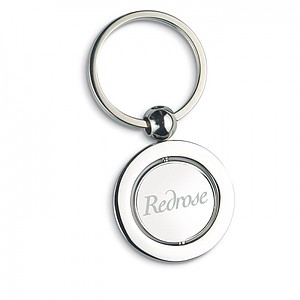 Globe metal key ring, silver