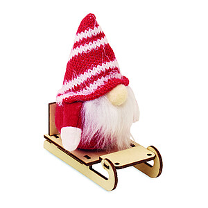 Gnome on wooden sleigh