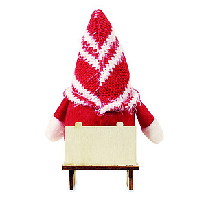 Gnome on wooden sleigh