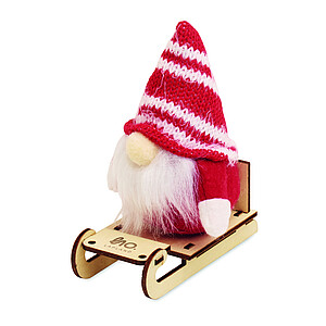 Gnome on wooden sleigh