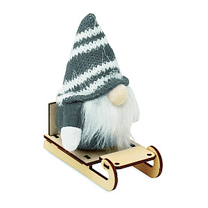 Gnome on wooden sleigh