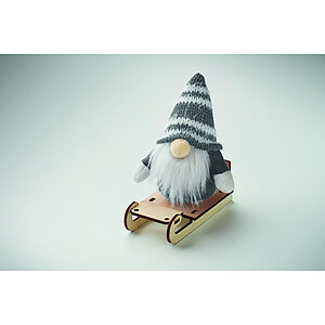 Gnome on wooden sleigh