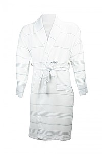Hamam bathrobe, white/grey, 500 gr. S/M