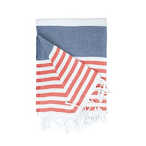 Hamam Marine Towel, 100% cotton, 100x180 cm. Navy / Red