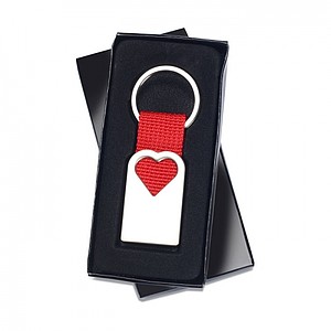 Heart metal key ring, red
