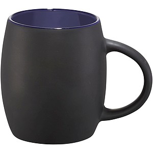 Hearth ceramic mug with wood lid/coaster, black/blue