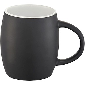 Hearth ceramic mug with wood lid/coaster, black/white