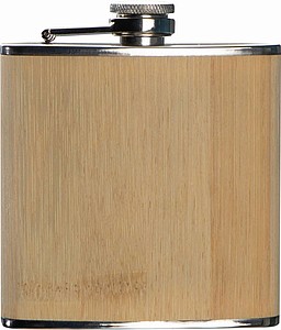 Hip flask with bamboo cover