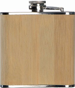 Hip flask with bamboo cover