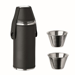 Hip flask with shot cups, black