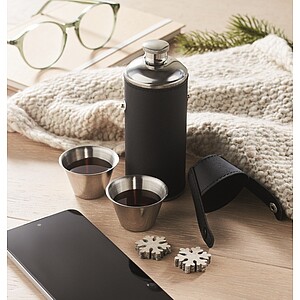 Hip flask with shot cups, black