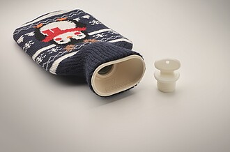 Hot water bottle with jersey in Christmas pattern