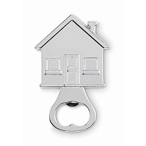 House shape bottle opener, matt silver