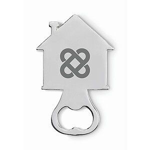 House shape bottle opener, matt silver
