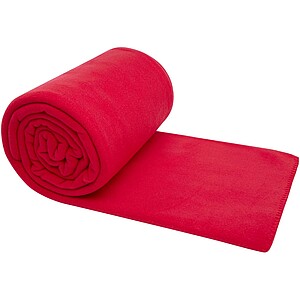 Huggy fleece plaid blanket with carry pouch 220x250 cm, red