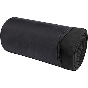 Huggy fleece plaid blanket with carry pouch 220x250 cm, solid black