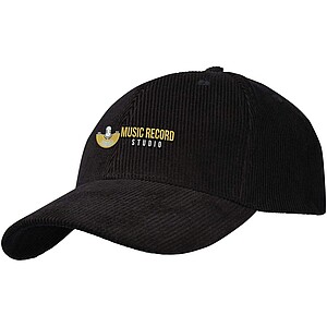 Hutton 6 panel recycled corduroy cap, solid black