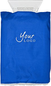 Ice scraper in fleece glove.Cobalt blue