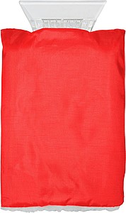 Ice scraper in fleece glove.Red