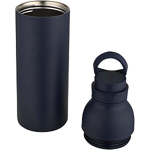 Illuminate 650 ml RCS recycled double wall stainless steel water bottle with 3-piece lid set, navy