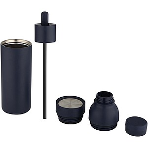 Illuminate 650 ml RCS recycled double wall stainless steel water bottle with 3-piece lid set, navy