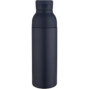 Illuminate 650 ml RCS recycled double wall stainless steel water bottle with 3-piece lid set, navy