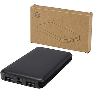 Intan 10.000 mAh 10W recycled plastic power bank, solid black